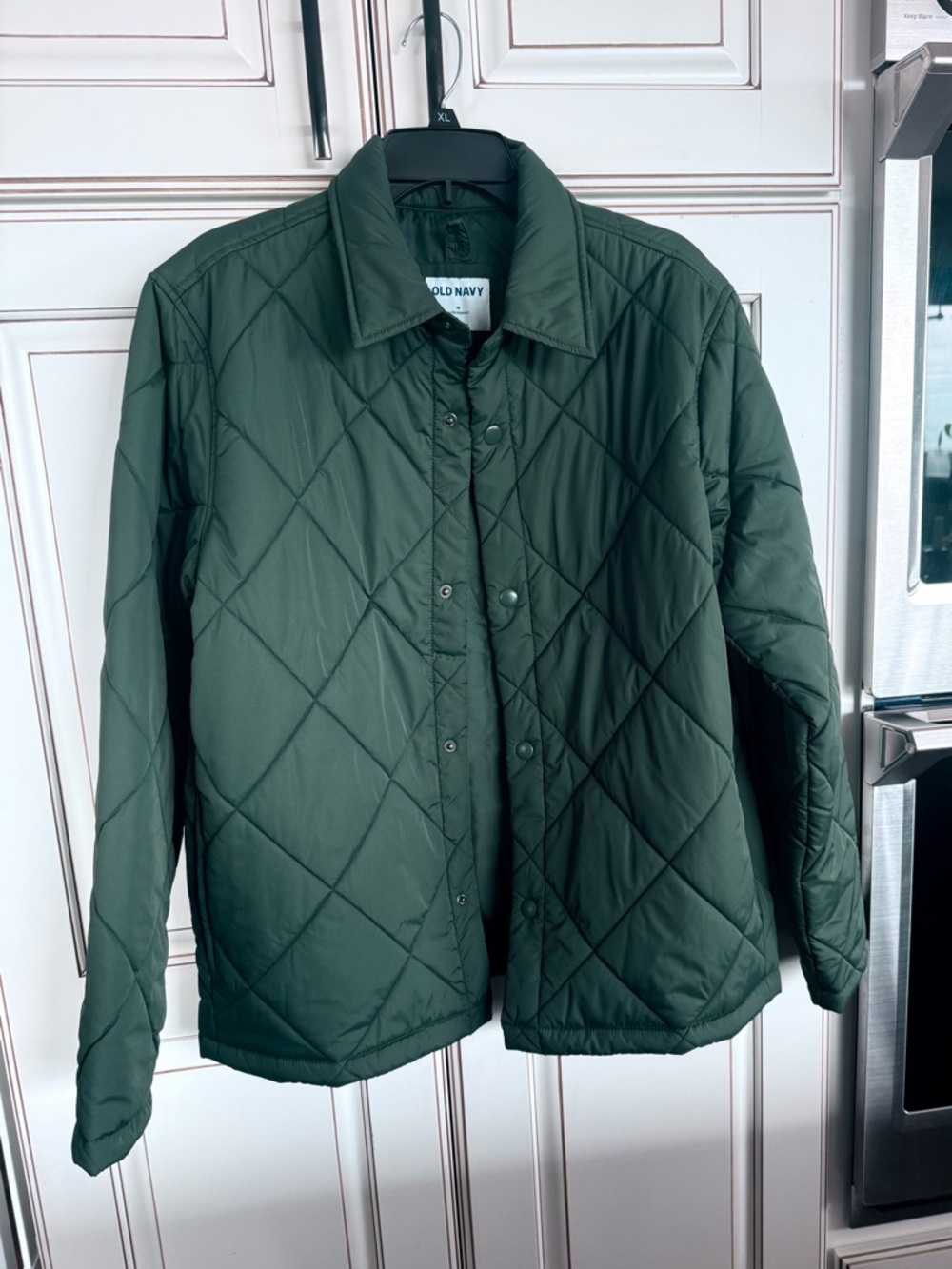 Men’s Medium Old Navy Quilted Green Button-Up Jacket